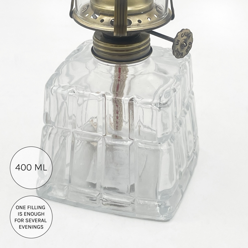 Brilagi - Petroleumlamp MERLIN helder/goud/patina