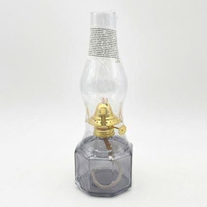 Brilagi - Petroleumlamp MERLIN rookglas/grijs