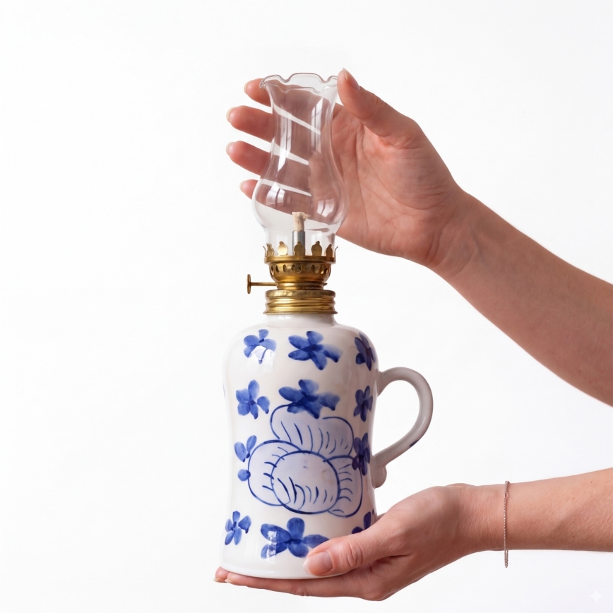 Brilagi - Petroleumlamp MERLIN wit/blauw