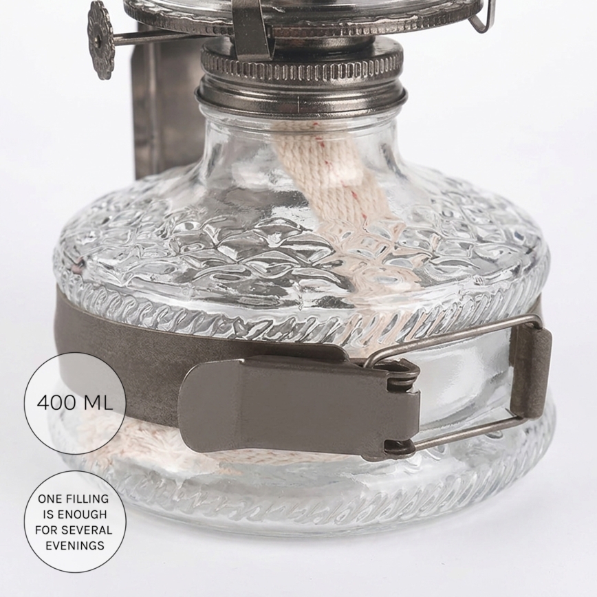 Brilagi - Petroleumlamp MERLIN zwart-chroom