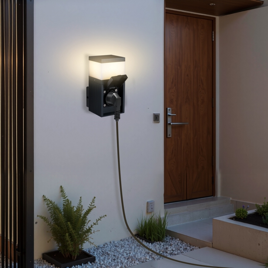 Brilagi - Buitenwandlamp met SCHUKO-stopcontact PILLAR 1xG9/11W/230V IP44 antraciet