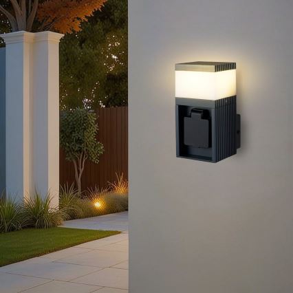 Brilagi - Buitenwandlamp met SCHUKO-stopcontact PILLAR 1xG9/11W/230V IP44 antraciet