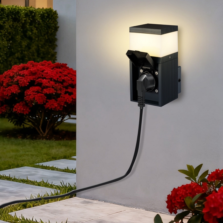 Brilagi - Buitenwandlamp met SCHUKO-stopcontact PILLAR 1xG9/11W/230V IP44 antraciet