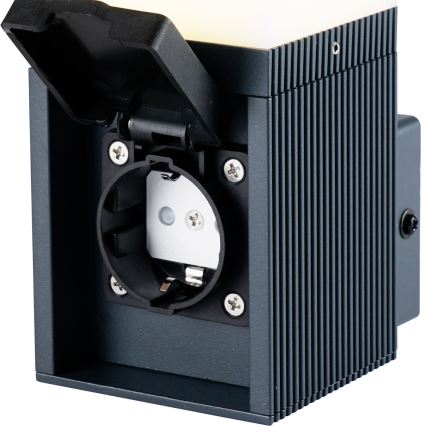 Brilagi - Buitenwandlamp met SCHUKO-stopcontact PILLAR 1xG9/11W/230V IP44 antraciet