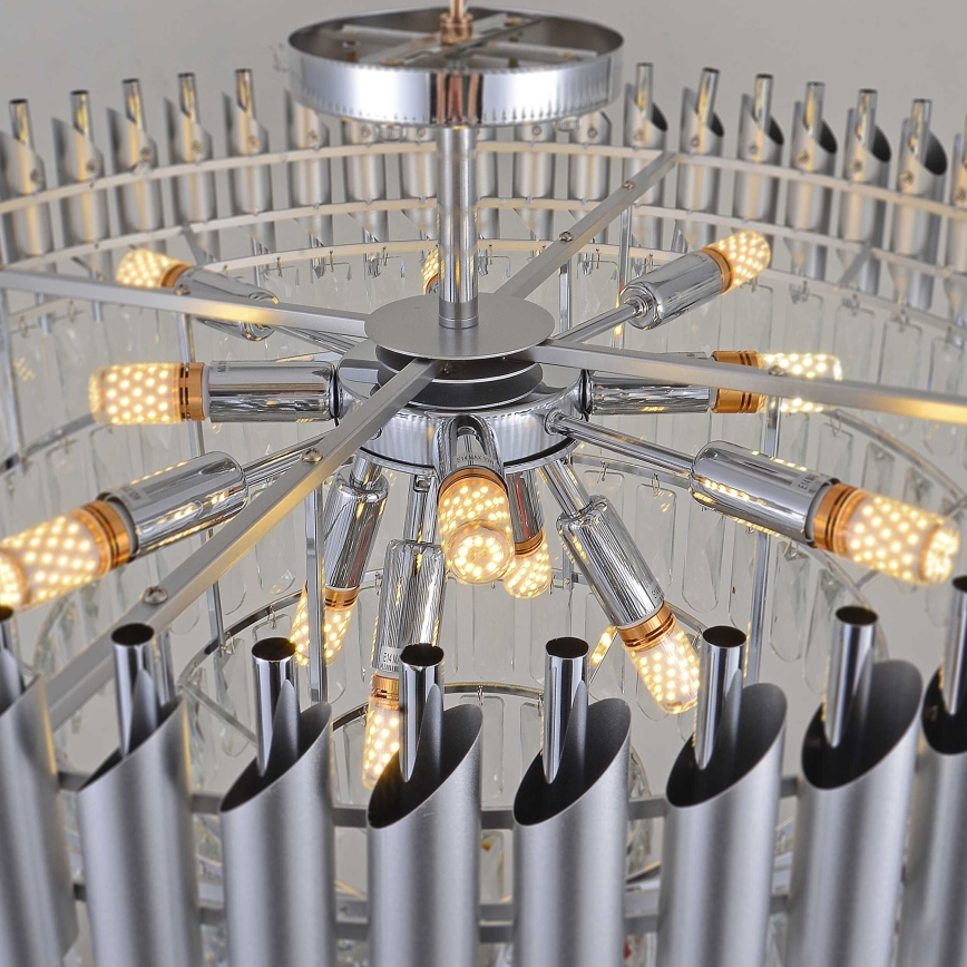 BRILAGI - Plafondkroonluchter ECLIPSE 12xE14/10W/230V Ø 78 cm zilver