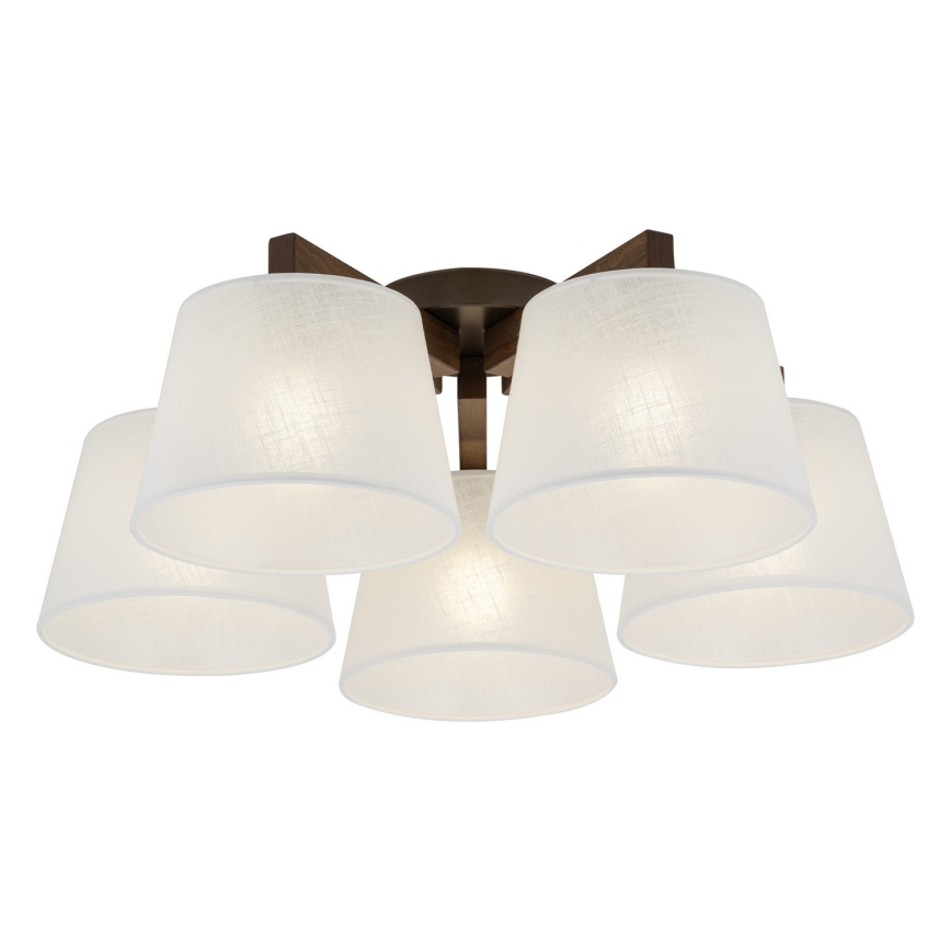 Brilagi - Plafondkroonluchter LATTE 5xE27/15W/230V grenen/wit