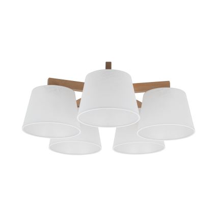 Brilagi - Plafondkroonluchter LATTE SABIA 5xE27/15W/230V grenen/wit