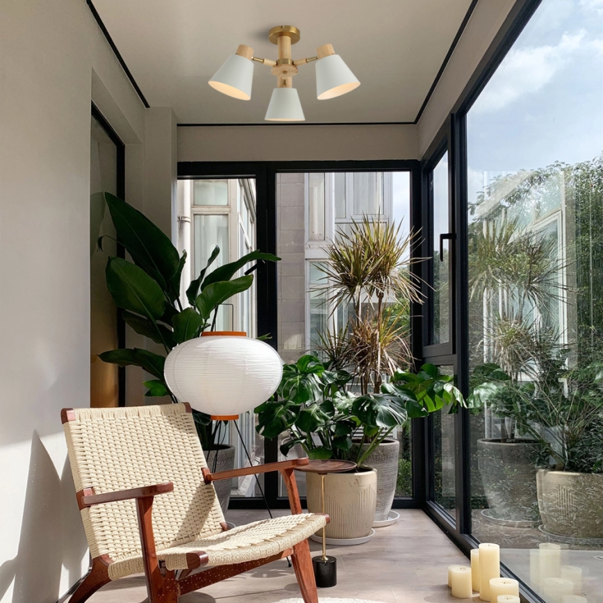 Brilagi - Plafondkroonluchter LUND WOOD 3xE27/40W/230V Ø 50 cm rubberhout