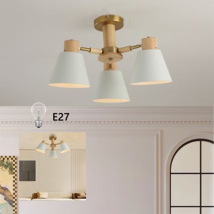 Brilagi - Plafondkroonluchter LUND WOOD 3xE27/40W/230V Ø 50 cm rubberhout