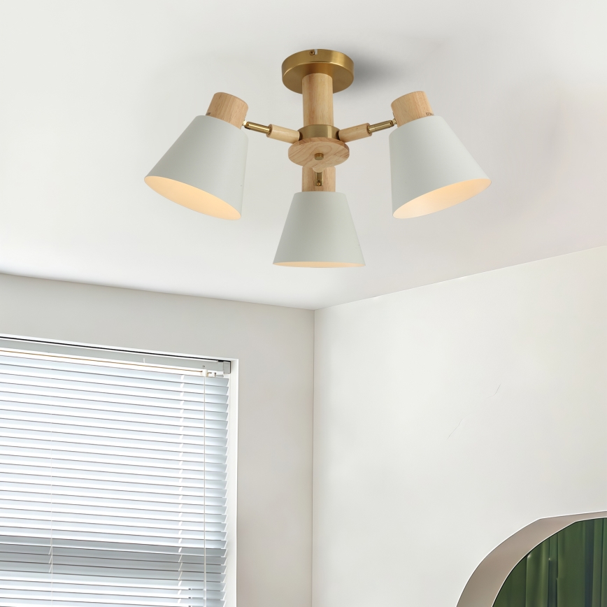 Brilagi - Plafondkroonluchter LUND WOOD 3xE27/40W/230V Ø 50 cm rubberhout