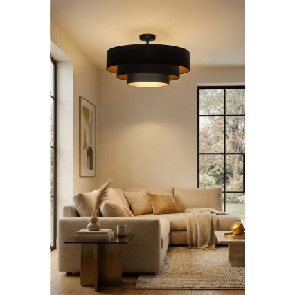 Brilagi - Plafondkroonluchter LUNETA 3xE27/60W/230V Ø 80 cm zwart/goud