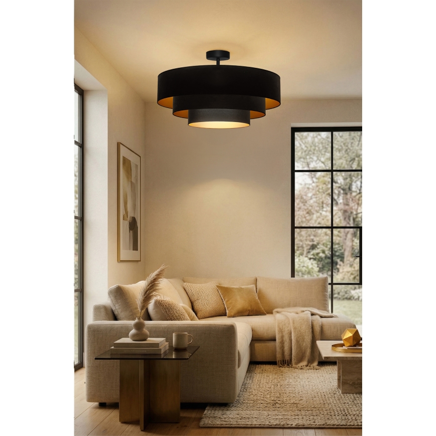Brilagi - Plafondkroonluchter LUNETA 3xE27/60W/230V Ø 80 cm zwart/goud