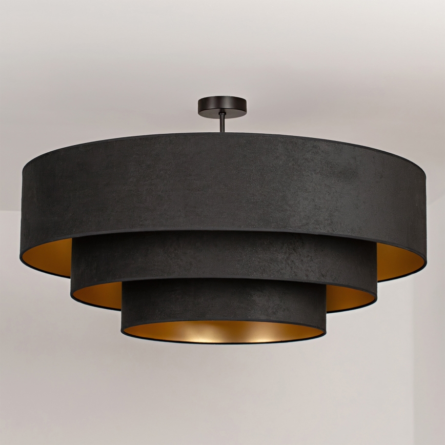 Brilagi - Plafondkroonluchter LUNETA 3xE27/60W/230V Ø 80 cm zwart/goud
