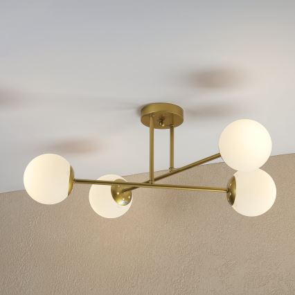 Brilagi - Plafondkroonluchter MALIVA 4xE14/15W/230V goud/wit