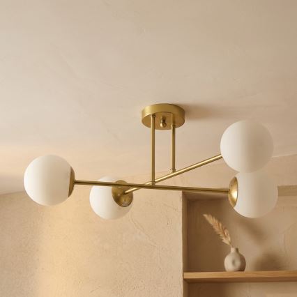 Brilagi - Plafondkroonluchter MALIVA 4xE14/15W/230V goud/wit