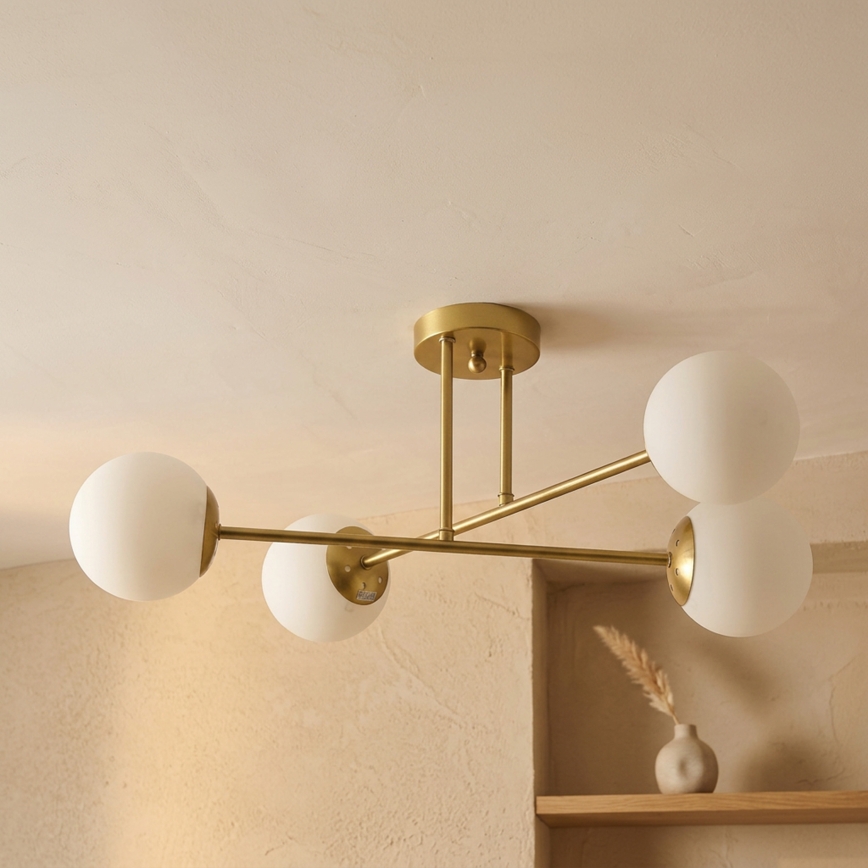 Brilagi - Plafondkroonluchter MALIVA 4xE14/15W/230V goud/wit