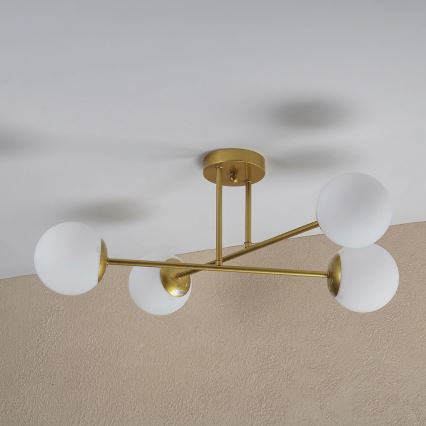 Brilagi - Plafondkroonluchter MALIVA 4xE14/15W/230V goud/wit