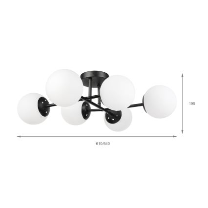 Brilagi - Plafondkroonluchter MALONY 6xE14/20W/230V zwart