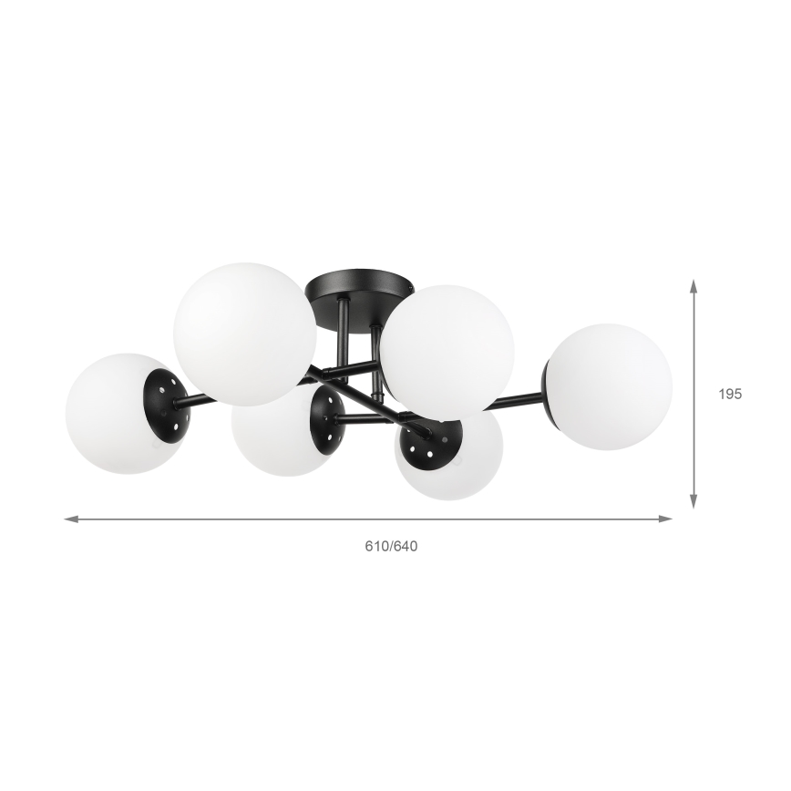 Brilagi - Plafondkroonluchter MALONY 6xE14/20W/230V zwart