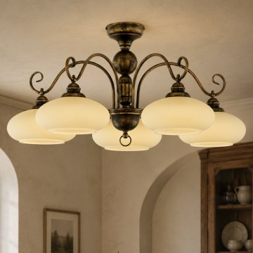 Brilagi - Plafondkroonluchter MOLLERO 5xE27/15W/230V Ø 84 cm brons/patina