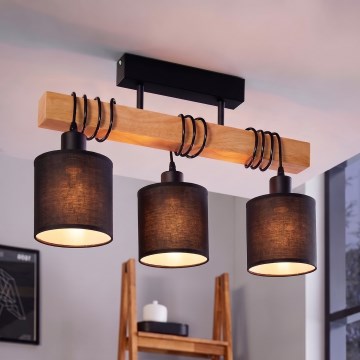 Brilagi - Plafondkroonluchter NUBILA 3xE27/60W/230V grenen/zwart