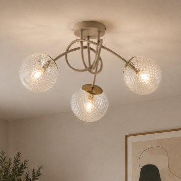 Brilagi - Plafondkroonluchter STELLA 3xE27/60W/230V beige/goud
