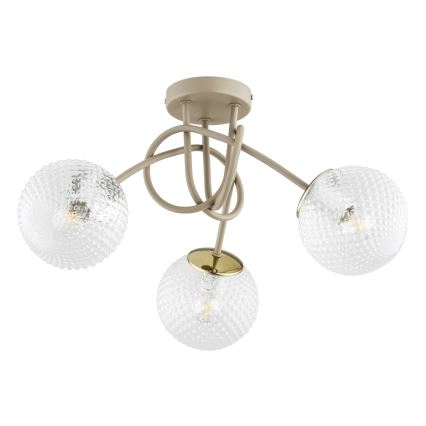 Brilagi - Plafondkroonluchter STELLA 3xE27/60W/230V beige/goud
