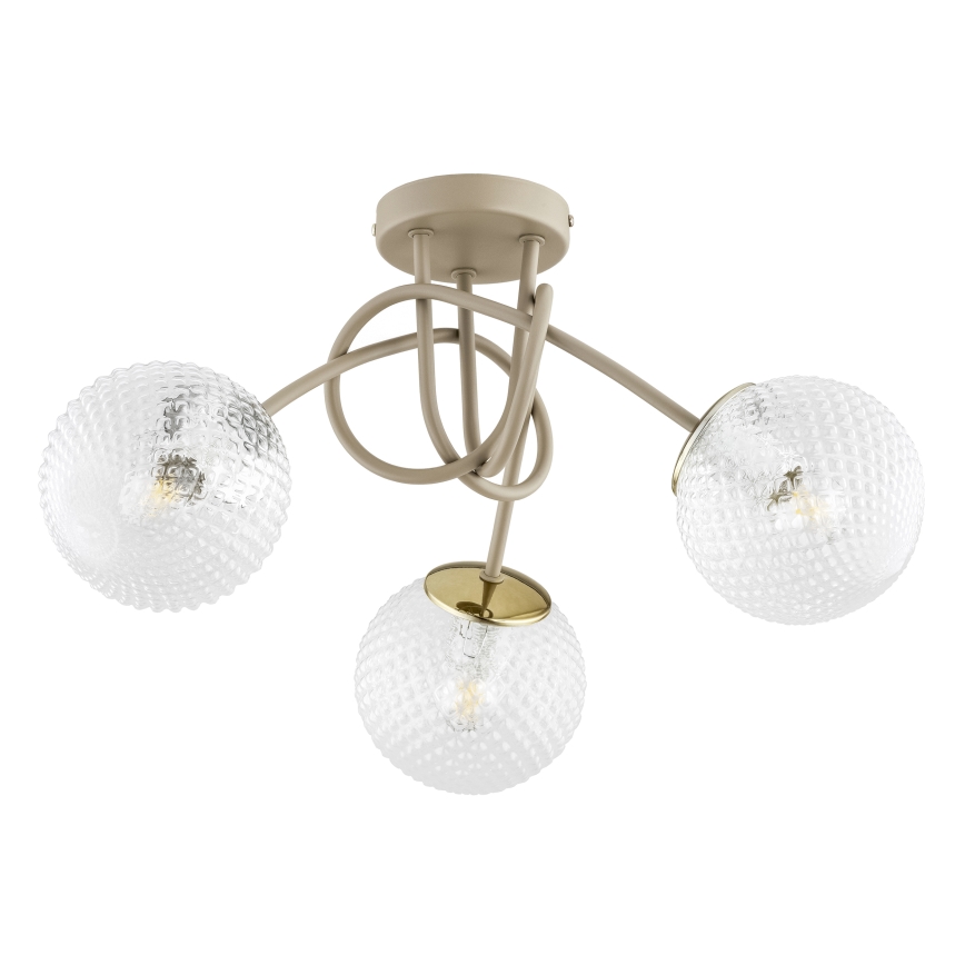 Brilagi - Plafondkroonluchter STELLA 3xE27/60W/230V beige/goud