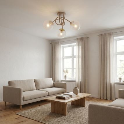 Brilagi - Plafondkroonluchter STELLA 3xE27/60W/230V beige/goud