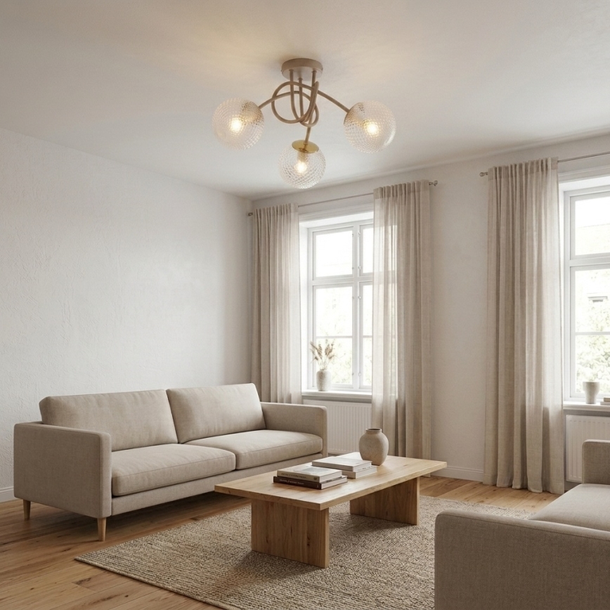 Brilagi - Plafondkroonluchter STELLA 3xE27/60W/230V beige/goud