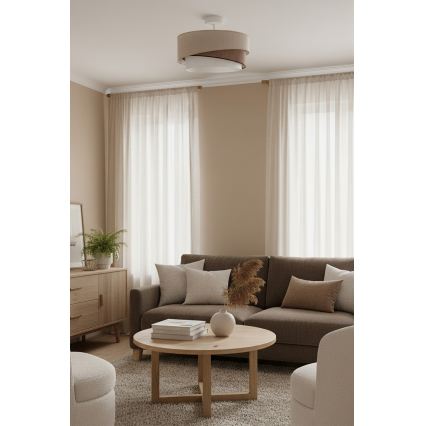 Brilagi - Plafondlamp ARROW 1xE27/60W/230V Ø 45 cm beige/bruin/wit