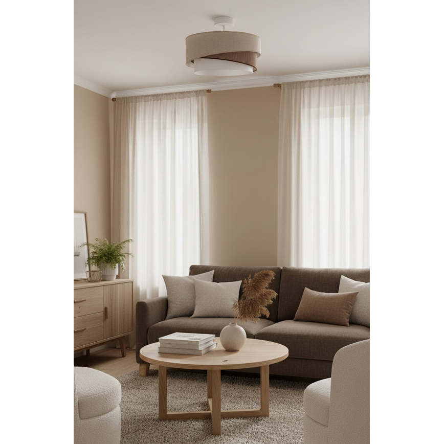 Brilagi - Plafondlamp ARROW 1xE27/60W/230V Ø 45 cm beige/bruin/wit