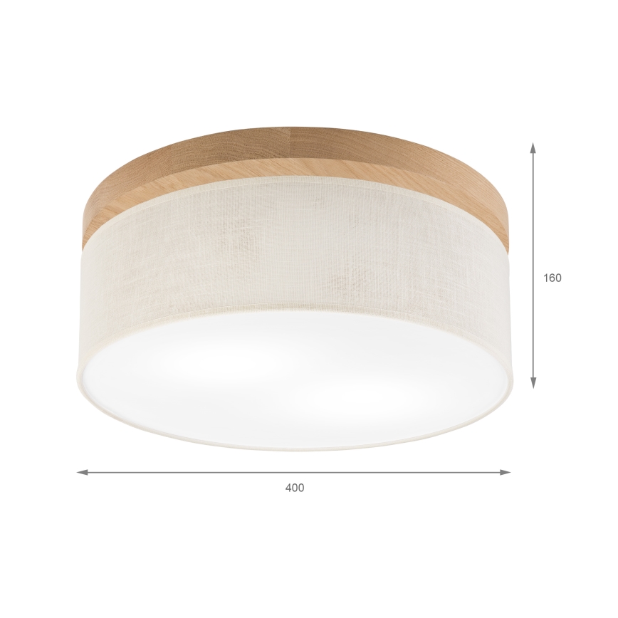 Brilagi - Plafondlamp BELLADONNA 2xE27/15W/230V diameter 40 cm crème/eiken