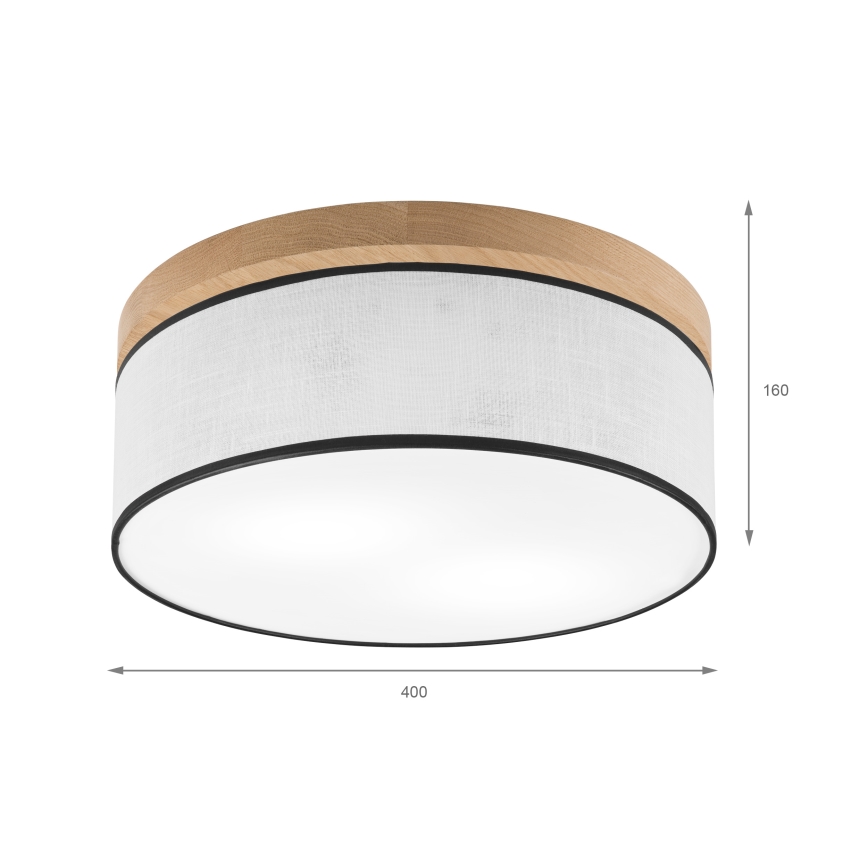Brilagi - Plafondlamp BELLADONNA 2xE27/15W/230V diameter 40 cm wit/eiken
