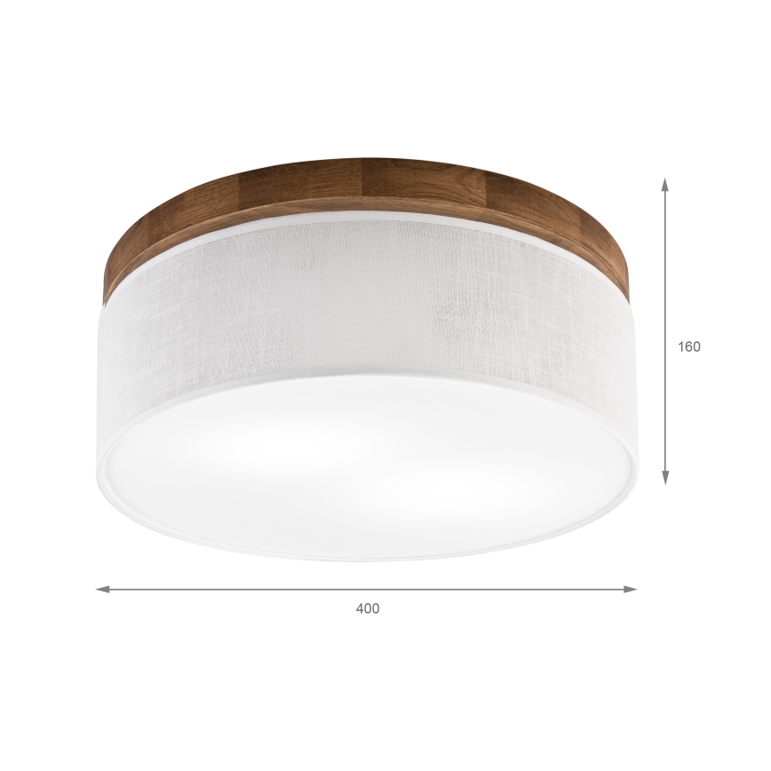 Brilagi - Plafondlamp BELLADONNA 2xE27/15W/230V diameter 40 cm wit/eiken kers