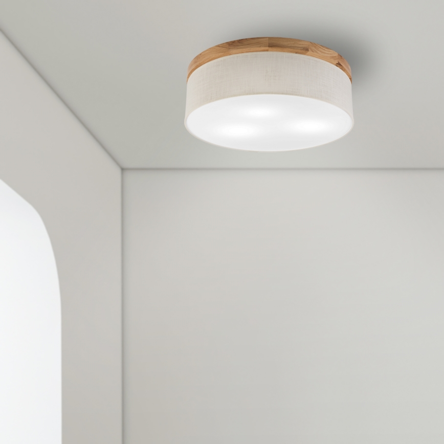 Brilagi - Plafondlamp BELLADONNA 3xE27/15W/230V diameter 50 cm crème/eiken
