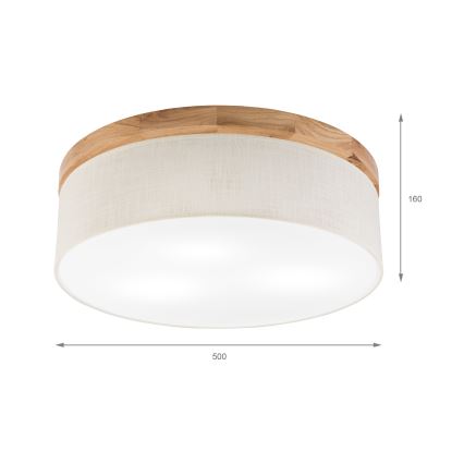 Brilagi - Plafondlamp BELLADONNA 3xE27/15W/230V diameter 50 cm crème/eiken