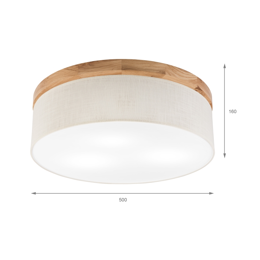 Brilagi - Plafondlamp BELLADONNA 3xE27/15W/230V diameter 50 cm crème/eiken