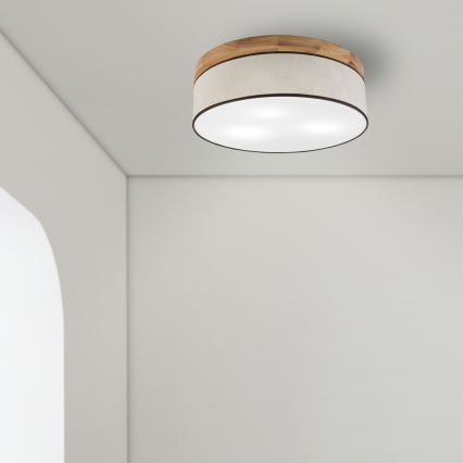 Brilagi - Plafondlamp BELLADONNA 3xE27/15W/230V diameter 50 cm crème/eiken