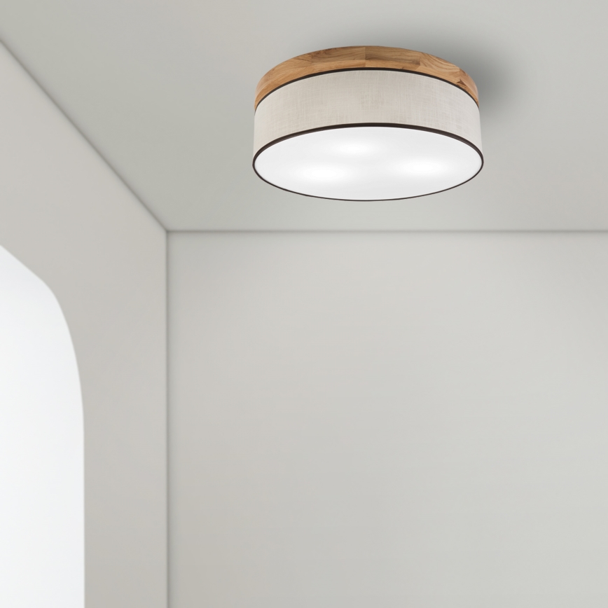 Brilagi - Plafondlamp BELLADONNA 3xE27/15W/230V diameter 50 cm crème/eiken