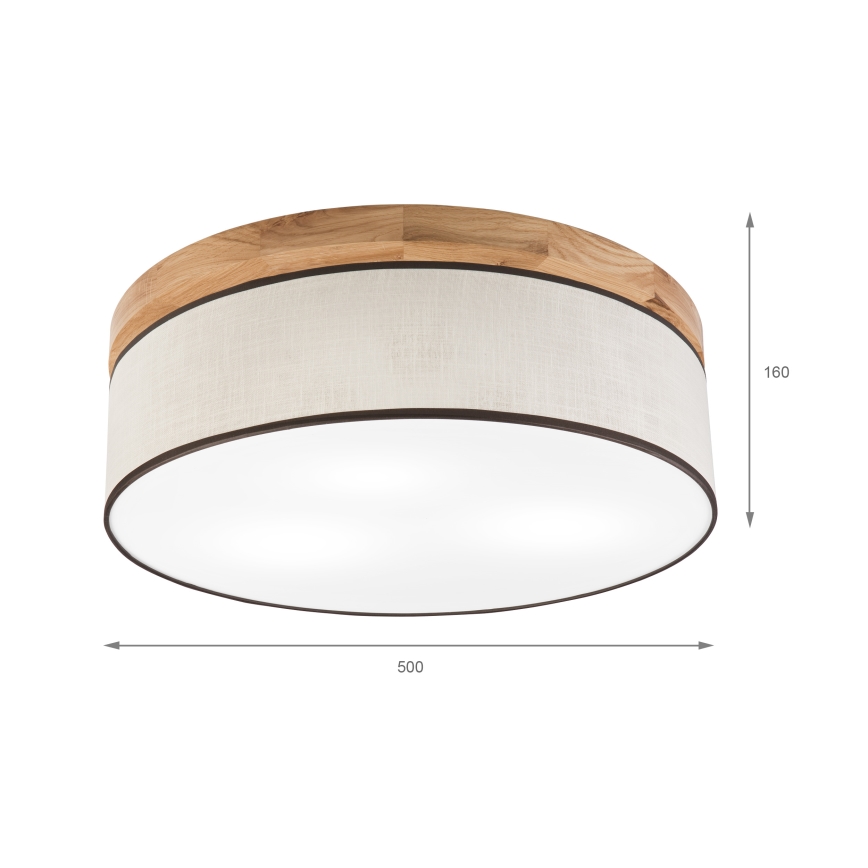 Brilagi - Plafondlamp BELLADONNA 3xE27/15W/230V diameter 50 cm crème/eiken