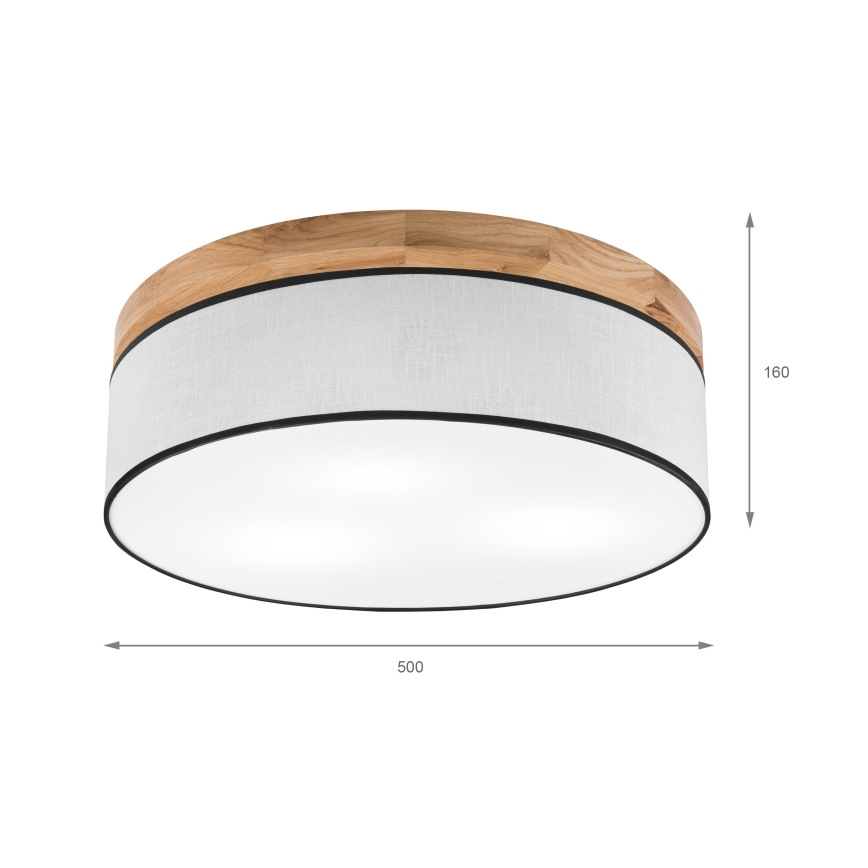 Brilagi - Plafondlamp BELLADONNA 3xE27/15W/230V diameter 50 cm wit/eiken