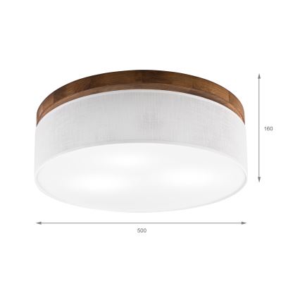 Brilagi - Plafondlamp BELLADONNA 3xE27/15W/230V diameter 50 cm wit/eiken kers