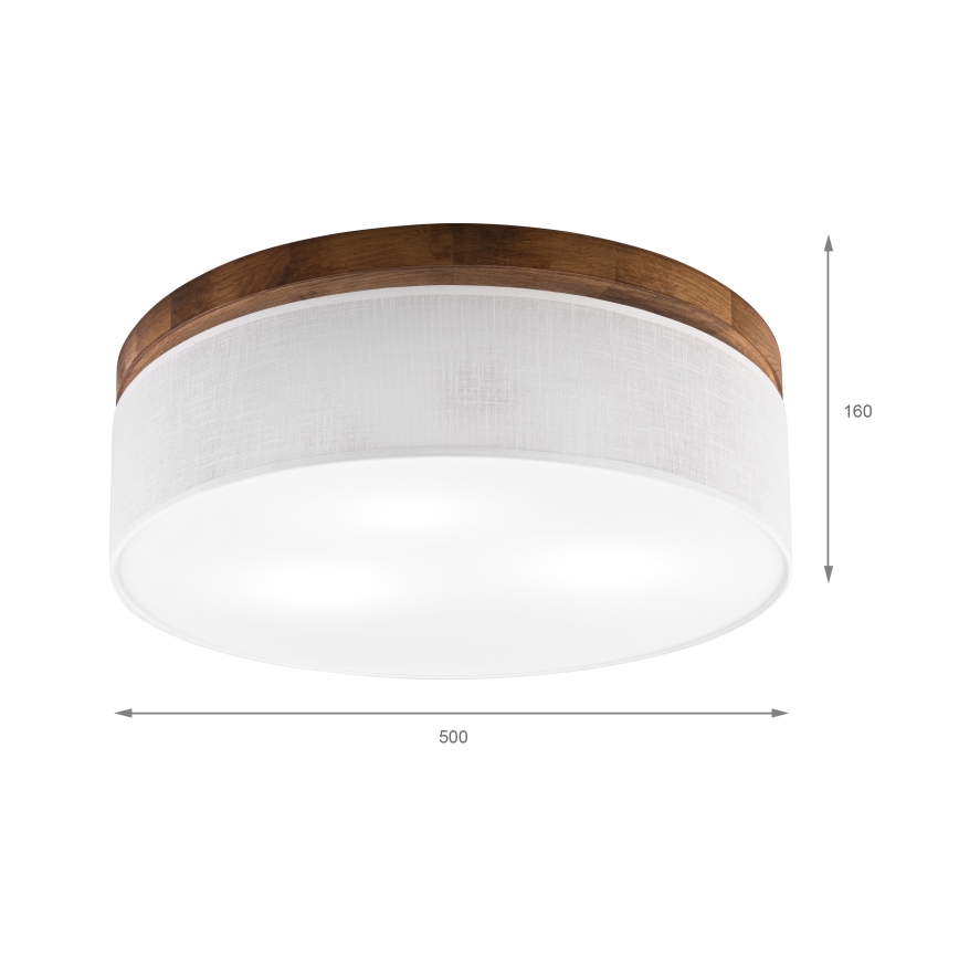 Brilagi - Plafondlamp BELLADONNA 3xE27/15W/230V diameter 50 cm wit/eiken kers