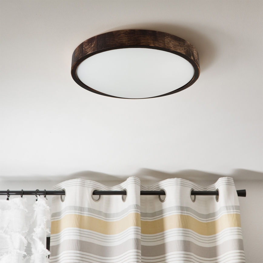 Brilagi - Plafondlamp CARVALHO SLIM SMOKEY 2xE27/60W/230V eiken Ø 37,5 cm
