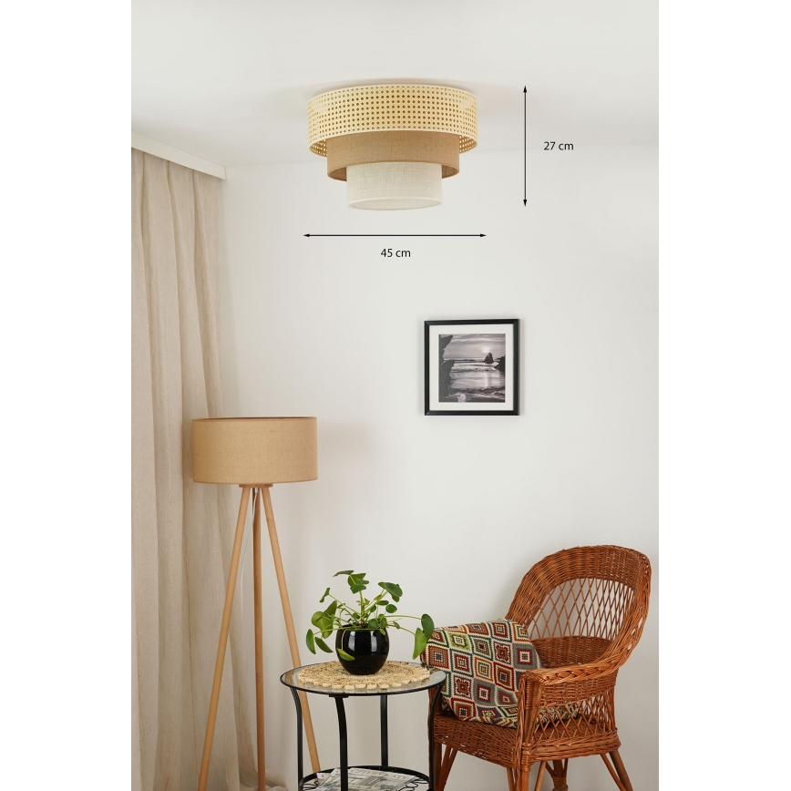 Brilagi - Plafondlamp CEDAR LUNETA 1xE27/15W/230V diameter 45 cm beige/bruin/crème