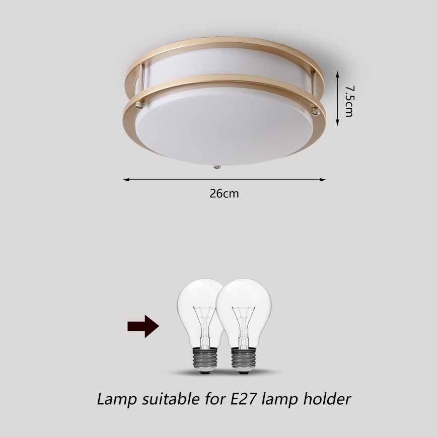 Brilagi - Plafondlamp ELARO 2xE27/40W/230V Ø 26 cm goudkleurig