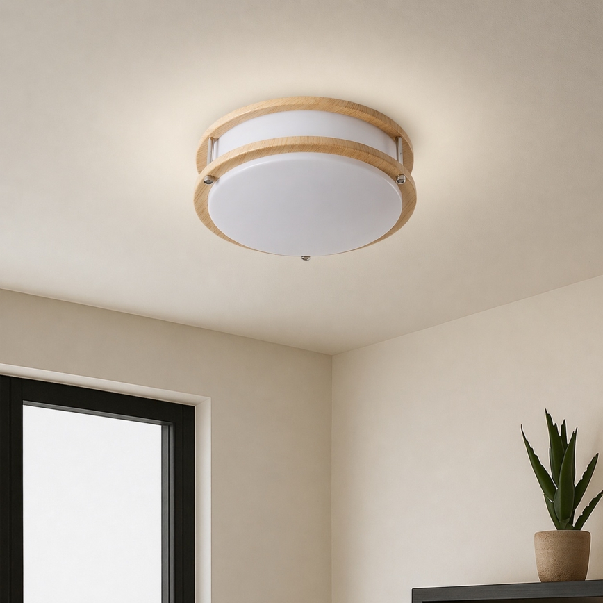 Brilagi - Plafondlamp ELARO 2xE27/40W/230V Ø 26 cm houtdecor