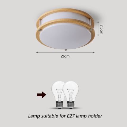 Brilagi - Plafondlamp ELARO 2xE27/40W/230V Ø 26 cm houtdecor