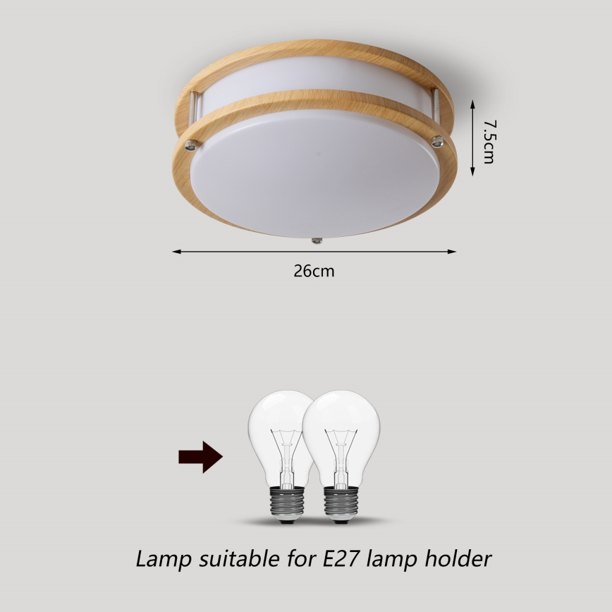 Brilagi - Plafondlamp ELARO 2xE27/40W/230V Ø 26 cm houtdecor